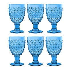 New Kirklands Home Beaded Acrylic Goblet Wine Glasses, Set of 6 Blue