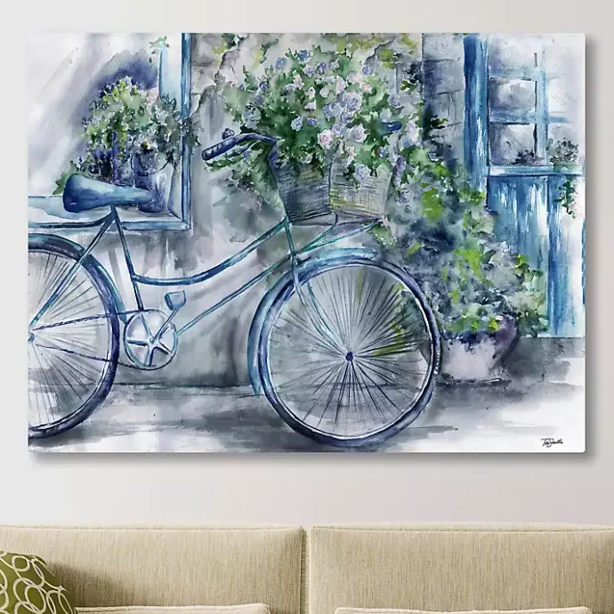 Hot Kirklands Home Blue Bicycle Florist Canvas Art Print, 40x30 in.