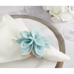 New Kirklands Home Blossom Napkin Rings, Set of 4 Blue