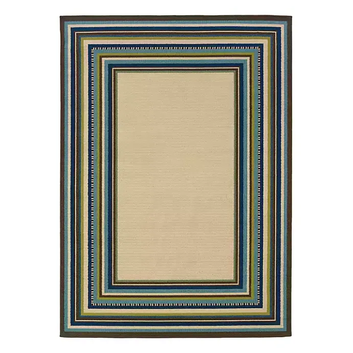 New Kirklands Home Blue Bordered Capetown Area Rug, 5x7