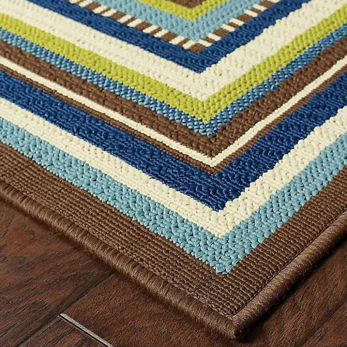 New Kirklands Home Blue Bordered Capetown Area Rug, 5x7