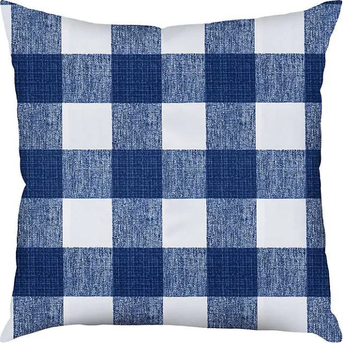 Sale Kirklands Home Blue Buffalo Check Outdoor Pillow, 22 in.