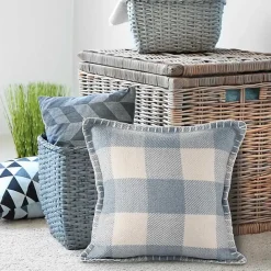 Online Kirklands Home Blue Buffalo Check Stitched Outdoor Throw Pillow