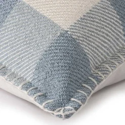 Online Kirklands Home Blue Buffalo Check Stitched Outdoor Throw Pillow