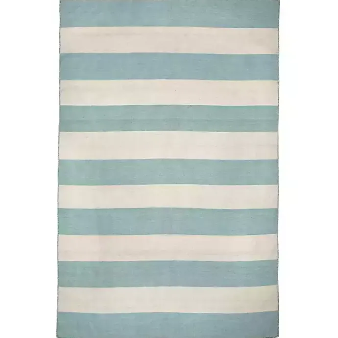 New Kirklands Home Blue Cabana Stripe Indoor/Outdoor Area Rug, 7x9