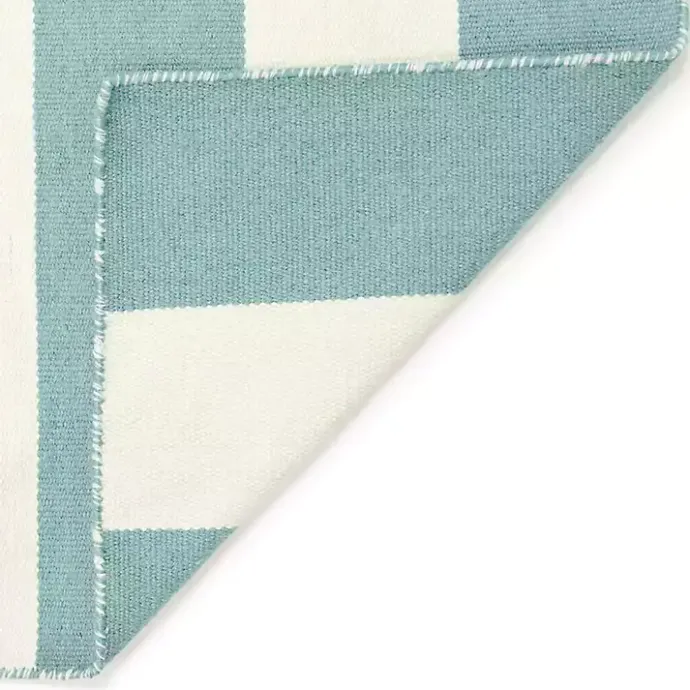 New Kirklands Home Blue Cabana Stripe Indoor/Outdoor Area Rug, 7x9