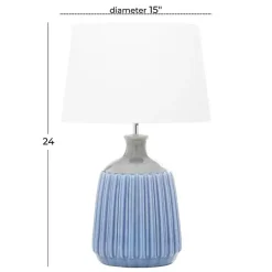 New Kirklands Home Blue Ceramic Breeze Table Lamp White