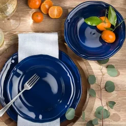 Outlet Kirklands Home Ceramic Soft Scallop 16-pc. Dinnerware Set Blue