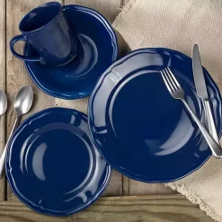 Outlet Kirklands Home Ceramic Soft Scallop 16-pc. Dinnerware Set Blue