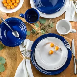 Outlet Kirklands Home Ceramic Soft Scallop 16-pc. Dinnerware Set Blue