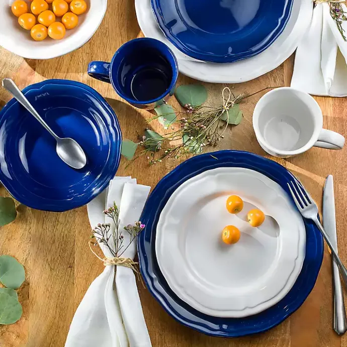 Outlet Kirklands Home Ceramic Soft Scallop 16-pc. Dinnerware Set Blue