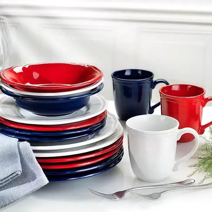 Outlet Kirklands Home Ceramic Soft Scallop 16-pc. Dinnerware Set Blue