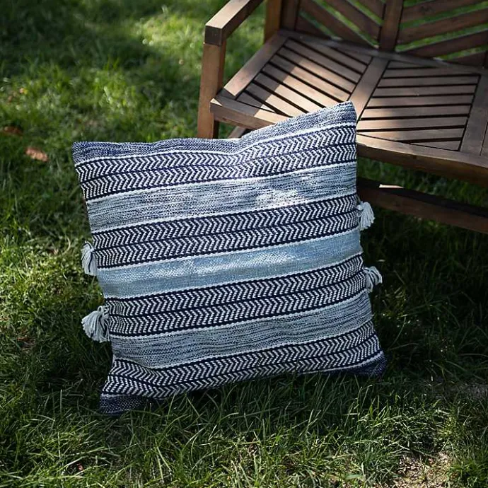 Hot Kirklands Home Chevron Woven Outdoor Pillow Blue