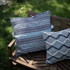 Hot Kirklands Home Chevron Woven Outdoor Pillow Blue