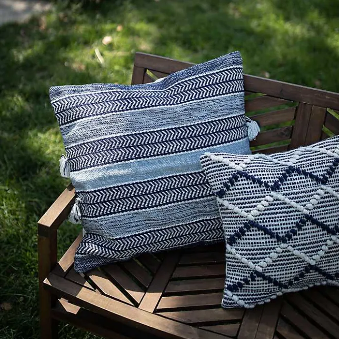 Hot Kirklands Home Chevron Woven Outdoor Pillow Blue