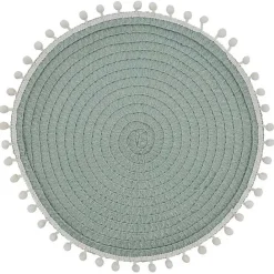 Kirklands Home Circular Pom Pom Placemats, Set of 4 Blue