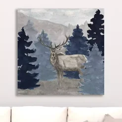 Sale Kirklands Home Blue Cliff Mountains Elk III Canvas Art Print