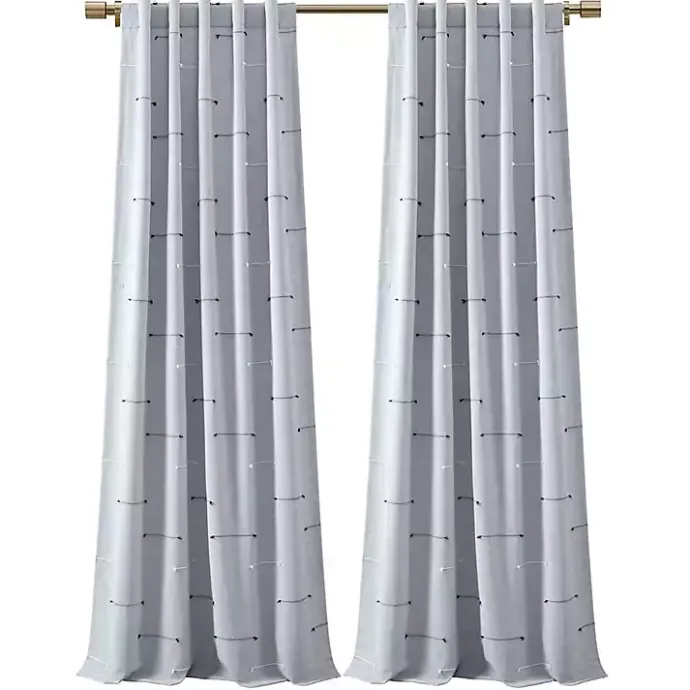 Discount Kirklands Home Clipped Stripe Curtain Panel Set, 84 in. Blue