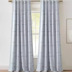 Discount Kirklands Home Clipped Stripe Curtain Panel Set, 84 in. Blue