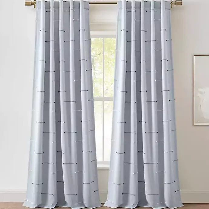 Discount Kirklands Home Clipped Stripe Curtain Panel Set, 84 in. Blue