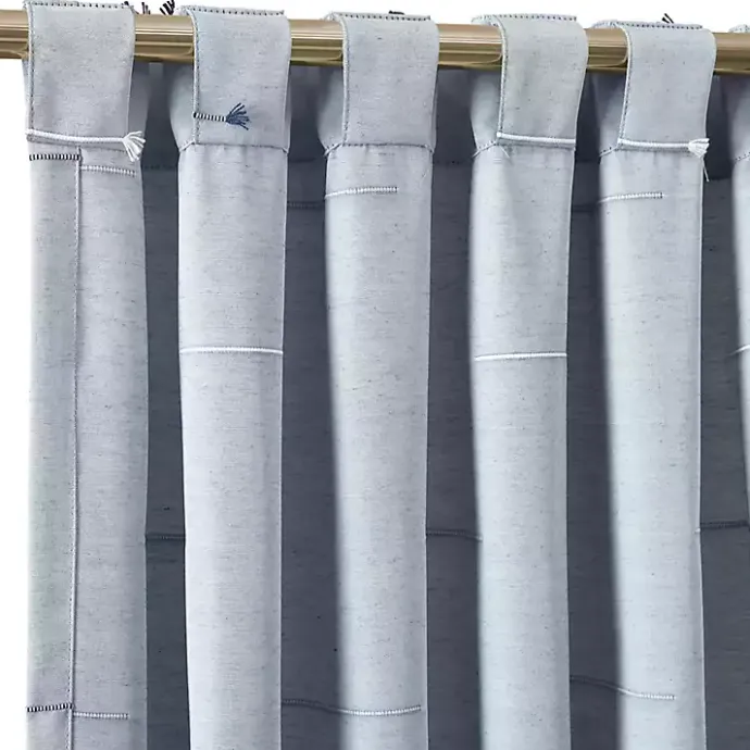 Discount Kirklands Home Clipped Stripe Curtain Panel Set, 84 in. Blue