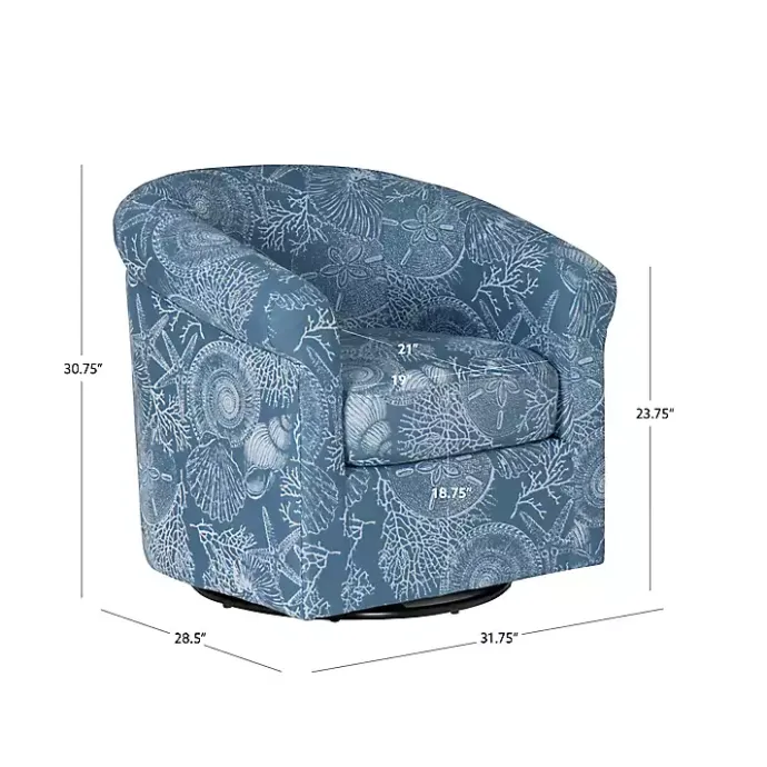 Kirklands Home Coastal Bonnie Swivel Accent Chair Blue
