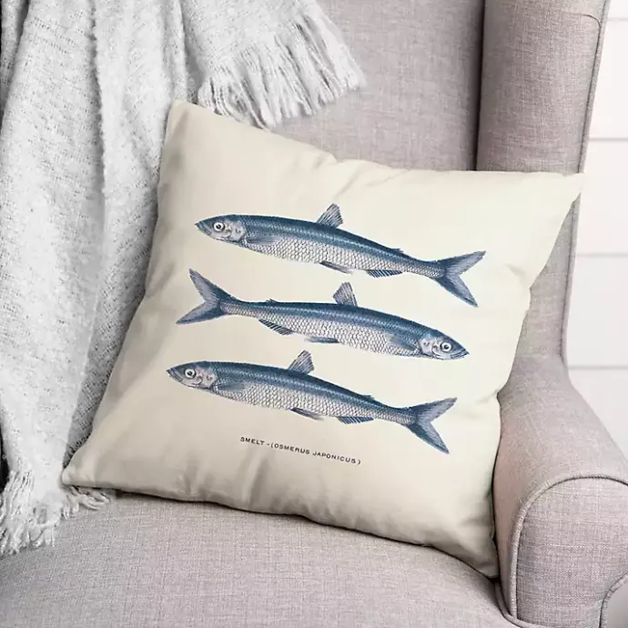 Hot Kirklands Home Blue Coastal Fish Outdoor Pillow
