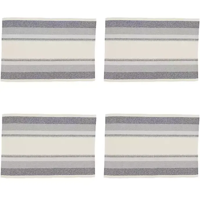 Outlet Kirklands Home Blue Coastal Ribbed Striped Placemats, Set of 4