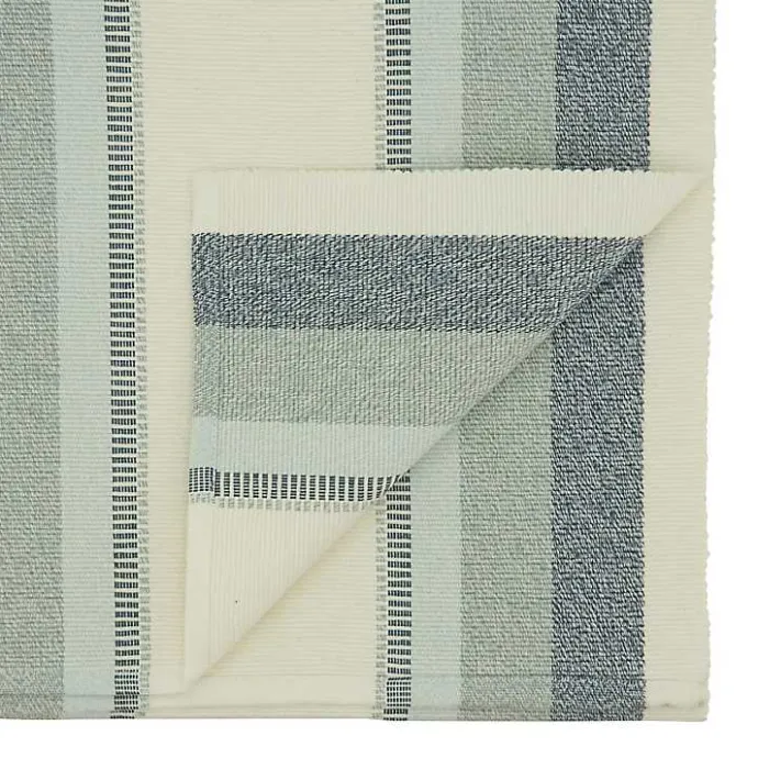 Outlet Kirklands Home Coastal Ribbed Striped Table Runner Blue