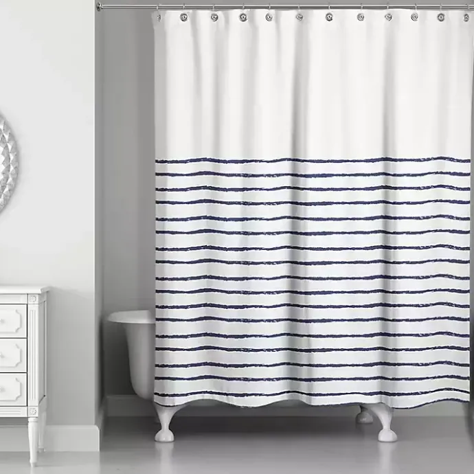 Sale Kirklands Home Blue Colorblock Striped Shower Curtain