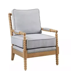 Outlet Kirklands Home Cushion Beaded Wood Frame Accent Chair Blue