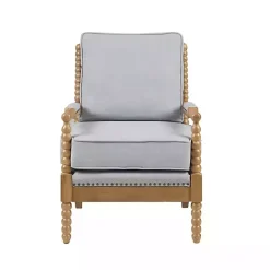 Outlet Kirklands Home Cushion Beaded Wood Frame Accent Chair Blue