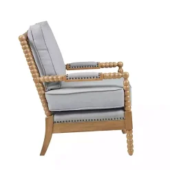 Outlet Kirklands Home Cushion Beaded Wood Frame Accent Chair Blue