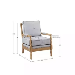 Outlet Kirklands Home Cushion Beaded Wood Frame Accent Chair Blue