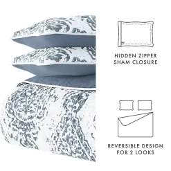 Best Kirklands Home Blue Damask Reversible 2-pc. Twin Quilt Set