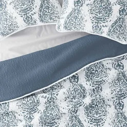 New Kirklands Home Blue Damask Reversible 3-pc. King Quilt Set