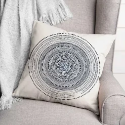 Discount Kirklands Home Blue Dash Circle Pattern Outdoor Pillow