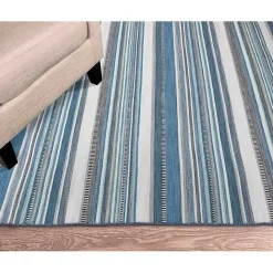 Hot Kirklands Home Dhurri Stripe Indoor/Outdoor Area Rug, 7x9 Blue