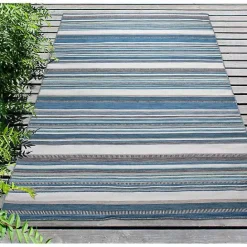 Hot Kirklands Home Dhurri Stripe Indoor/Outdoor Area Rug, 7x9 Blue