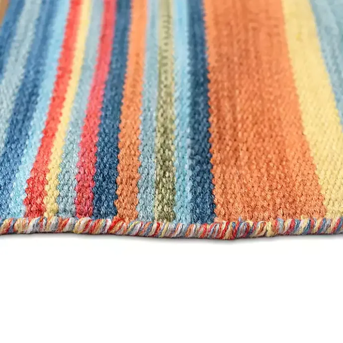 Sale Kirklands Home Blue Dhurri Stripe Indoor/Outdoor Area Rug, 7x9