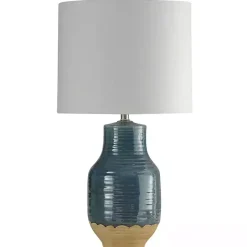 New Kirklands Home Blue Dipped Ceramic Table Lamp White