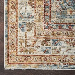 New Kirklands Home Blue Distressed Multi Medallion Area Rug, 5x7