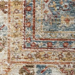 New Kirklands Home Blue Distressed Multi Medallion Area Rug, 5x7