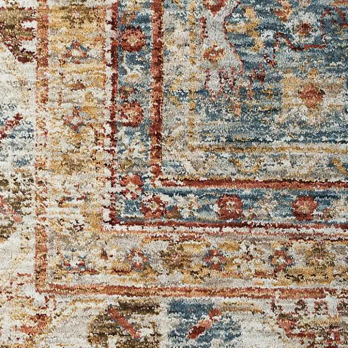 New Kirklands Home Blue Distressed Multi Medallion Area Rug, 5x7