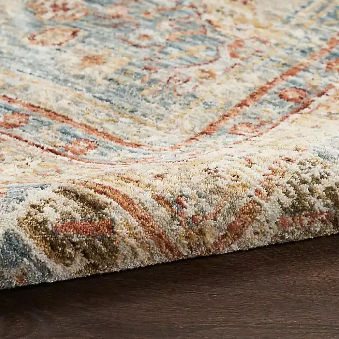 New Kirklands Home Blue Distressed Multi Medallion Area Rug, 5x7