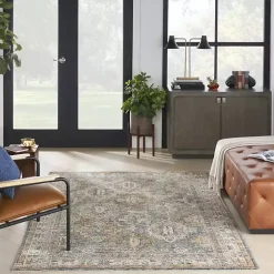 New Kirklands Home Blue Distressed Multi Medallion Area Rug, 5x7