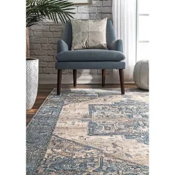 Discount Kirklands Home Blue Eli Medallion Fringe Area Rug, 8x10