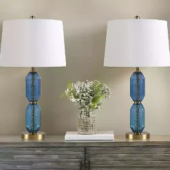 Sale Kirklands Home Faceted Glass Table Lamp Blue