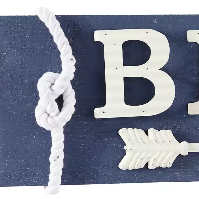 Best Kirklands Home Fir Beach Arrow Coastal Wall Plaque Blue