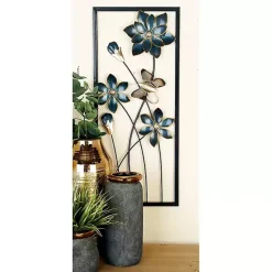 Clearance Kirklands Home Blue Floral and Butterfly Wall Plaques, Set of 2